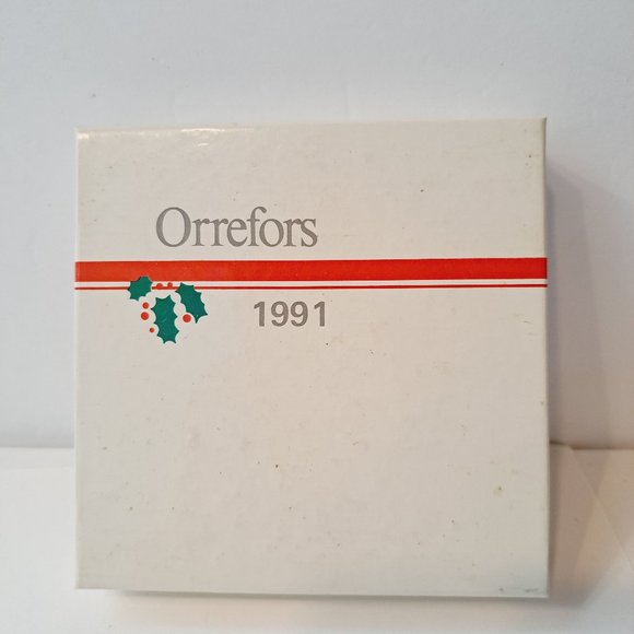 ORREFORS 1991 Crystal Stocking Ornament, perfect condition in box - Picture 2 of 5